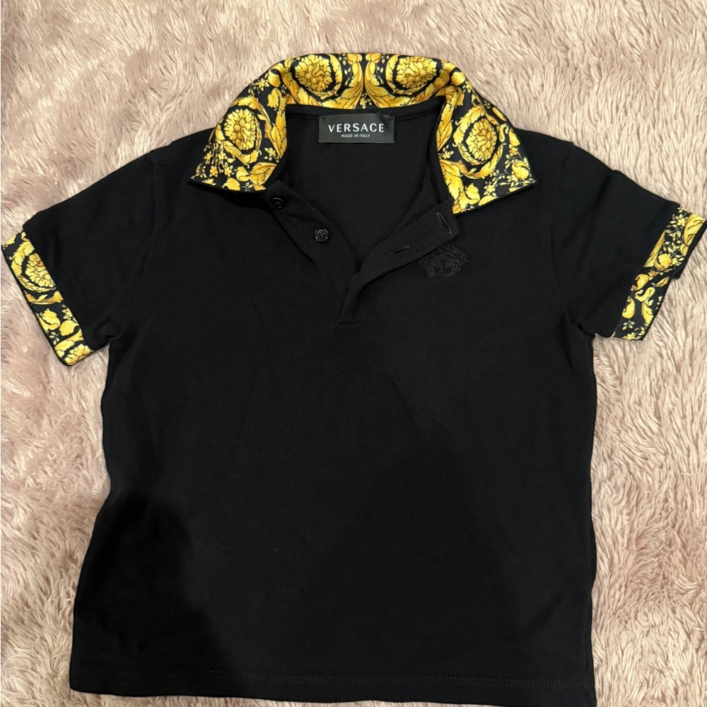 Versace Kids Black and Yellow Polo Shirt